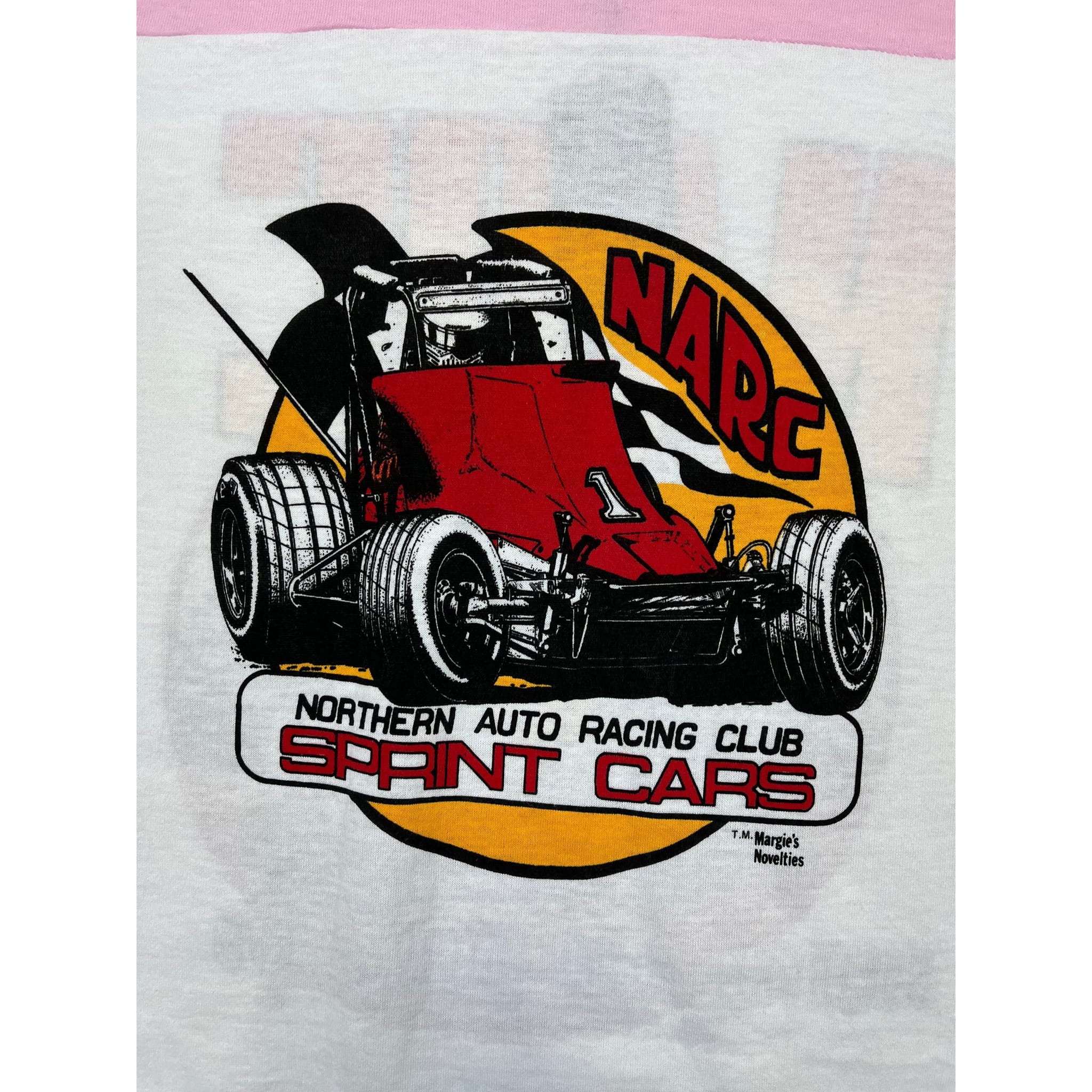 268876 (1983) NARC Northern Auto Racing Club Sprint Pink Ringer T-Shirt m