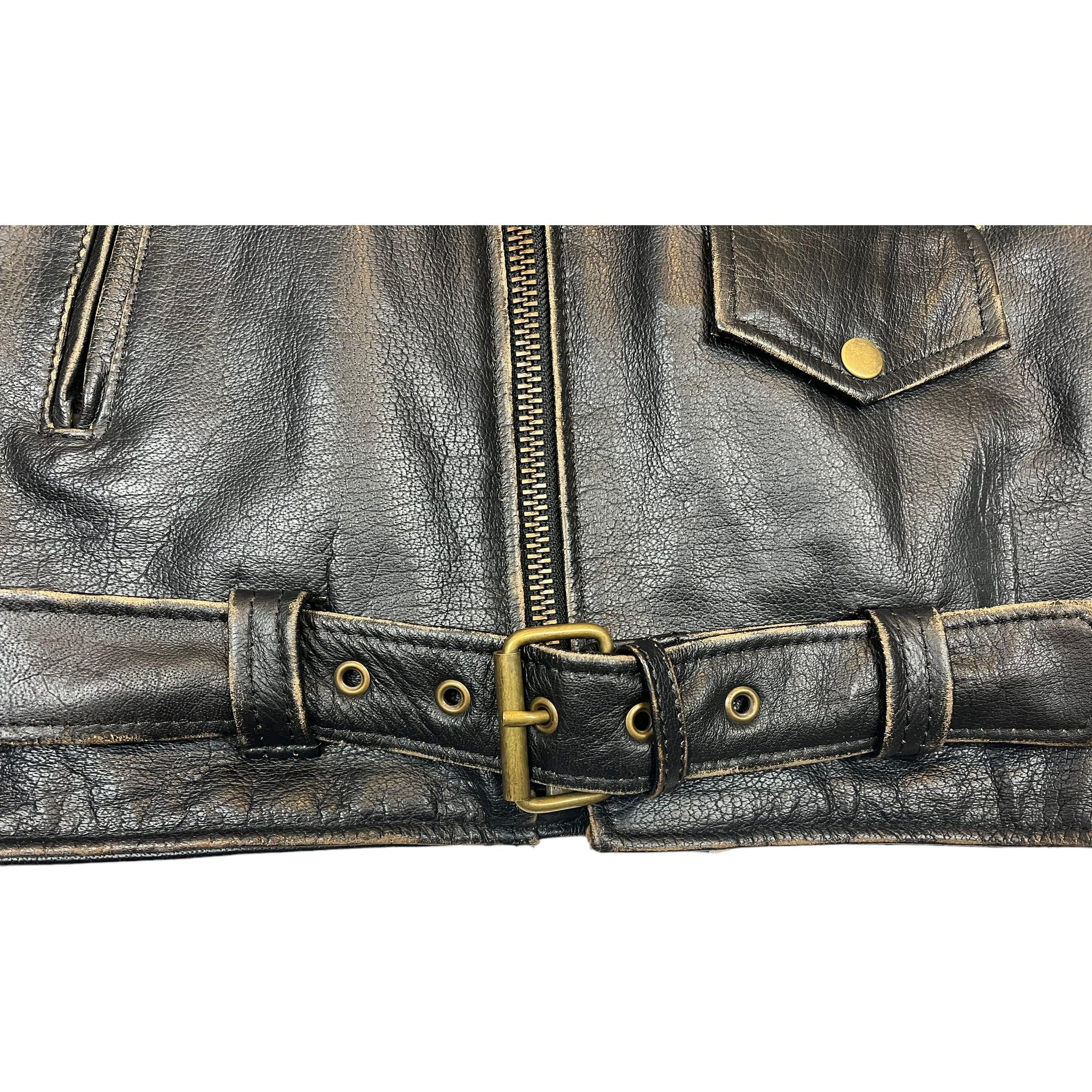 268025 (00s) Unik 'Live to Ride' Motorcycle Biker Leather Jacket