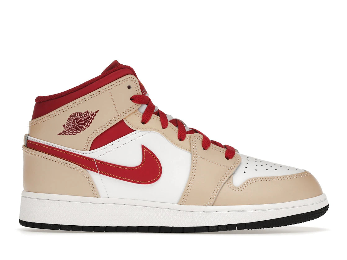 281034 Air Jordan 1 Mid GS 'White Onyx Light Curry'