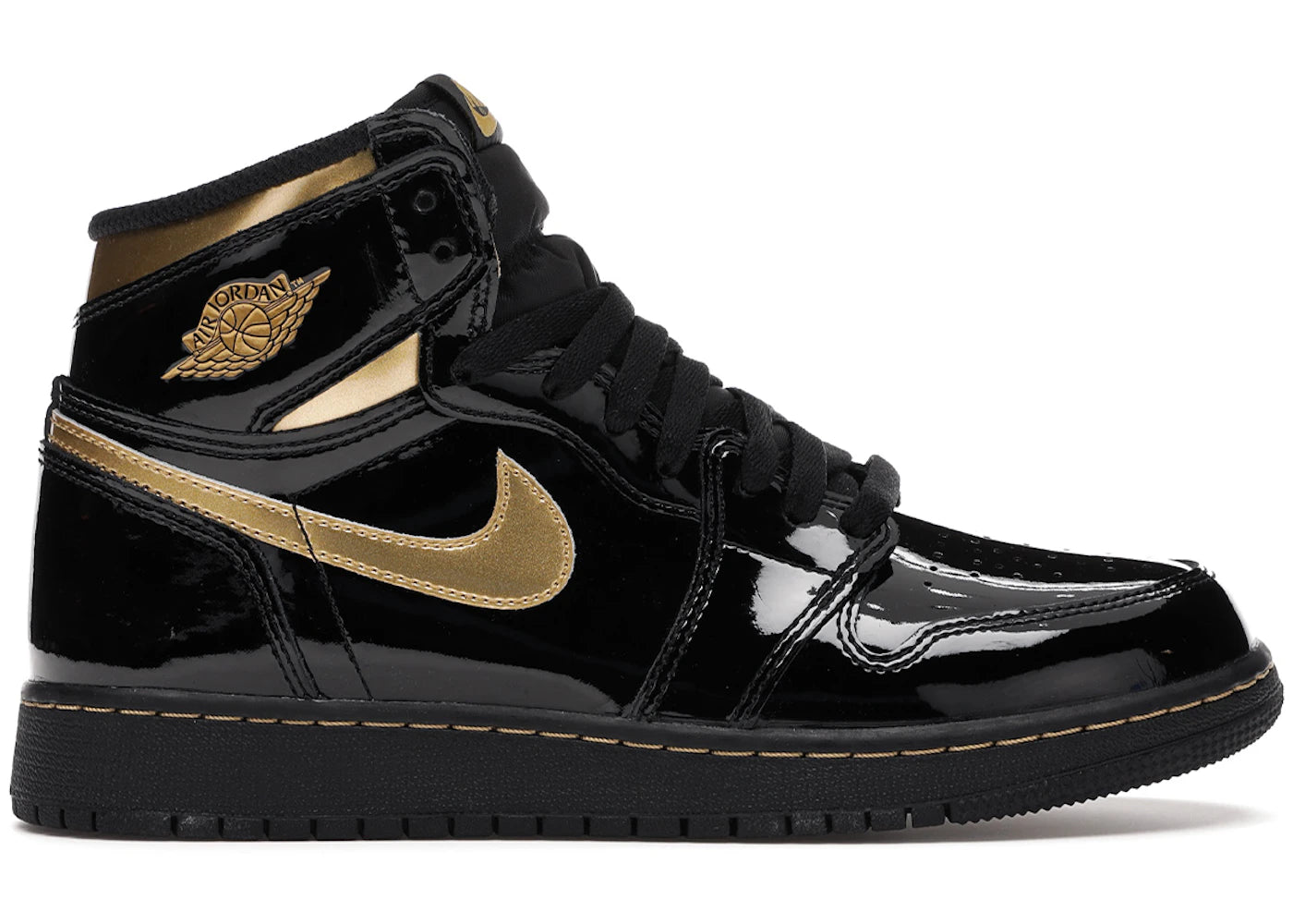604358 Jordan 1 Retro High Black Metallic Gold (2020) (GS)