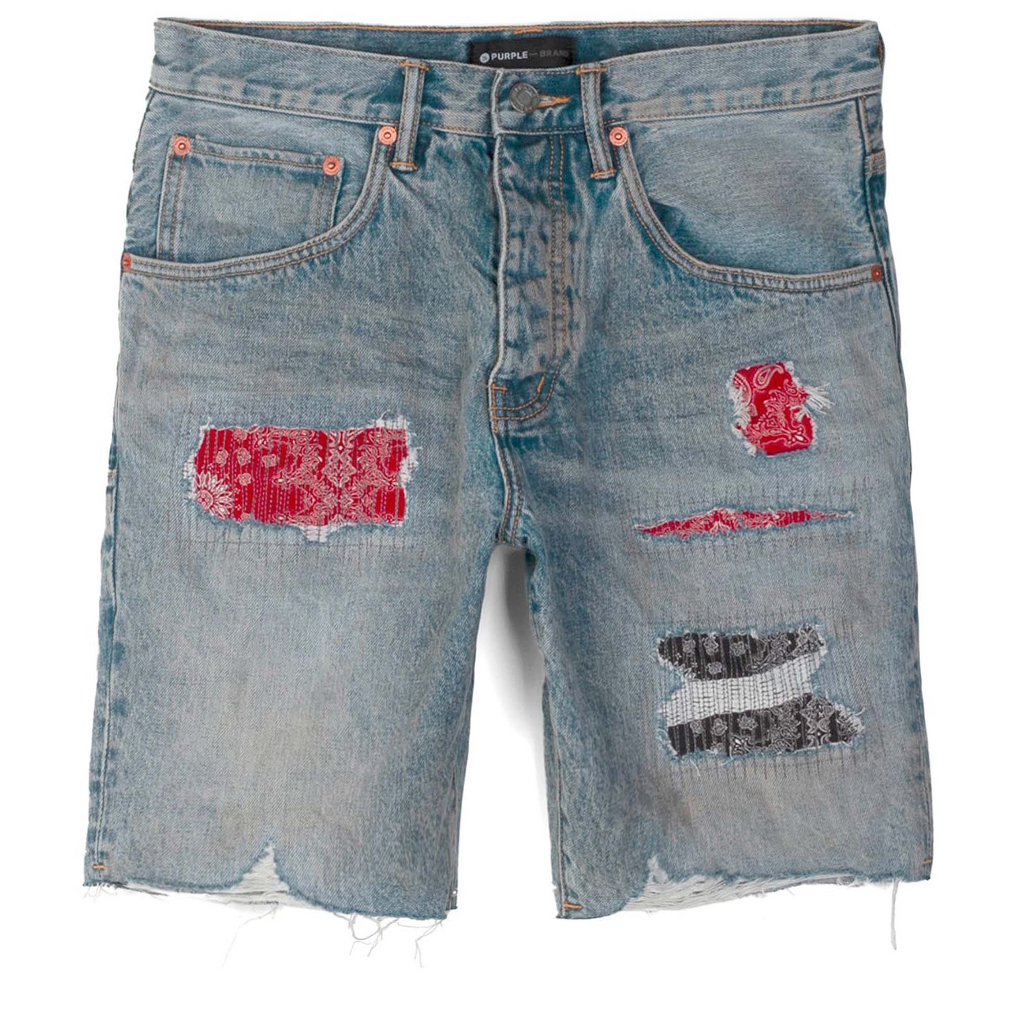 275316 Purple Brand Bandana Patchwork Shorts