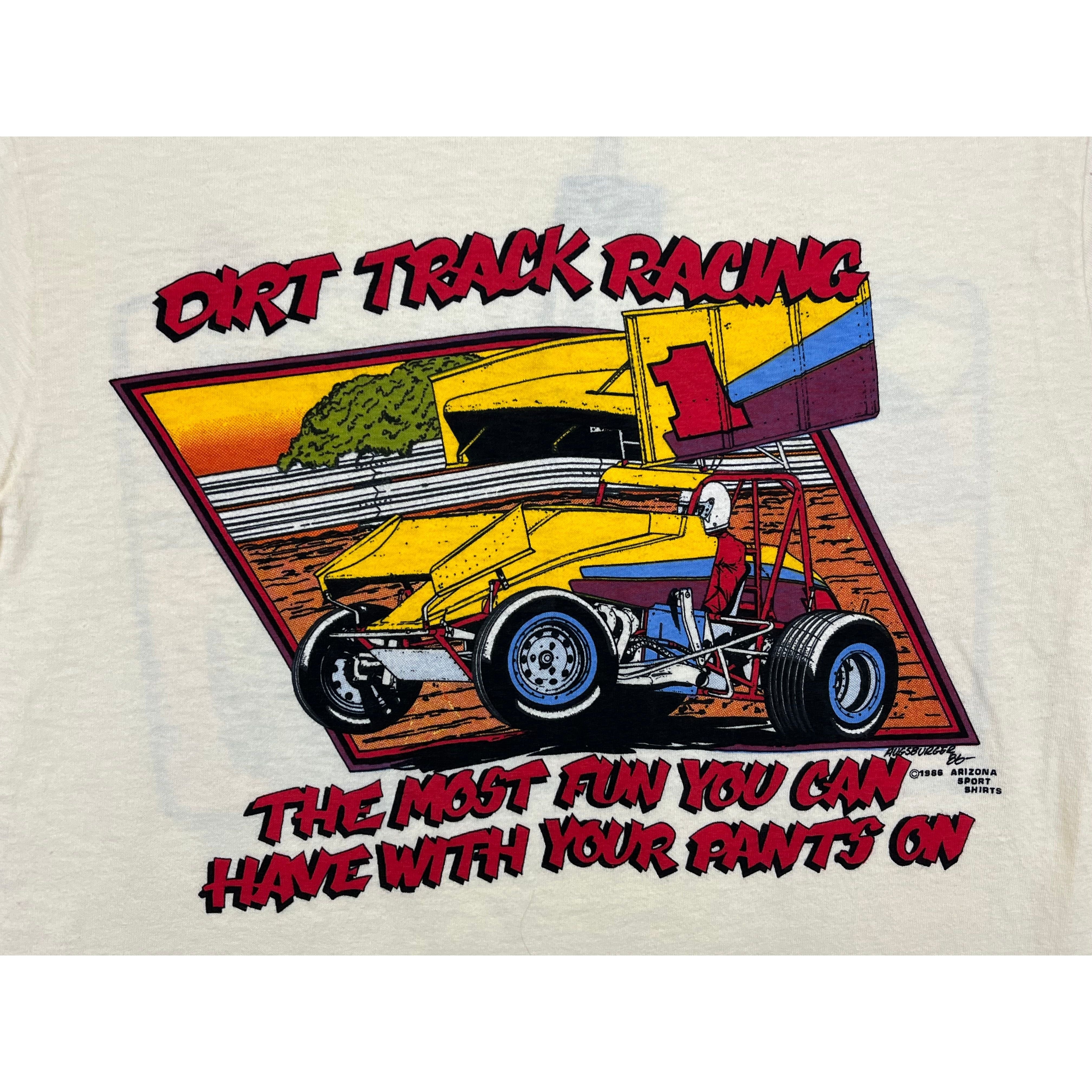 268898 (1986) Dirt Track Racing The Most Fun.. With Your Pants On Beige T-Shirt