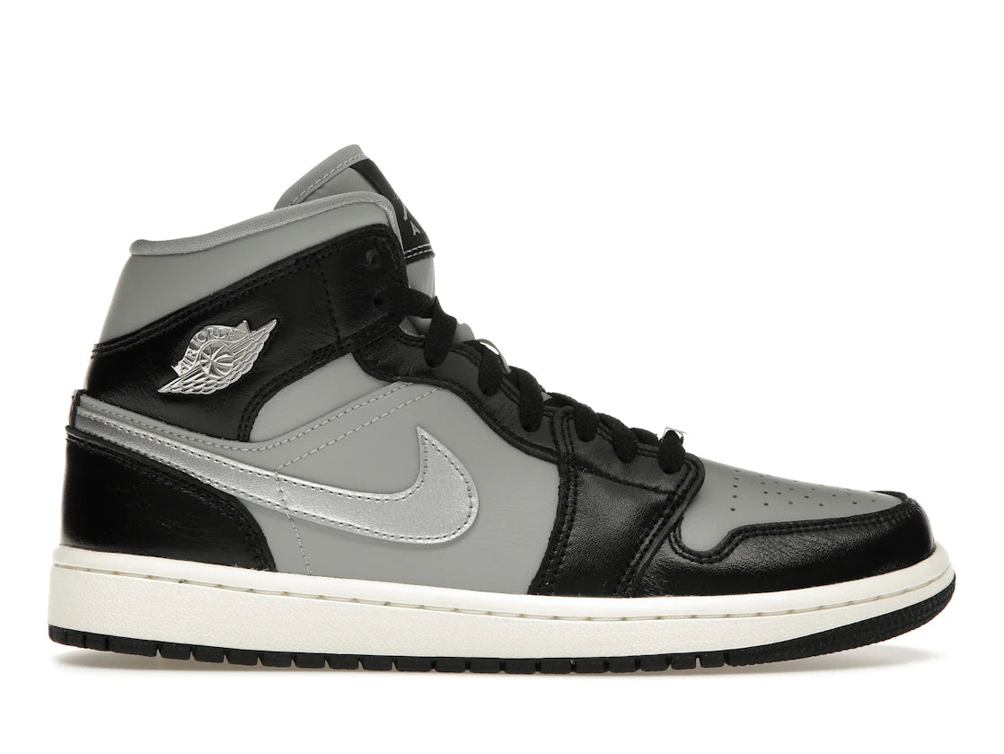 340825 Jordan 1 Mid SE Black Metallic Silver (Women's)