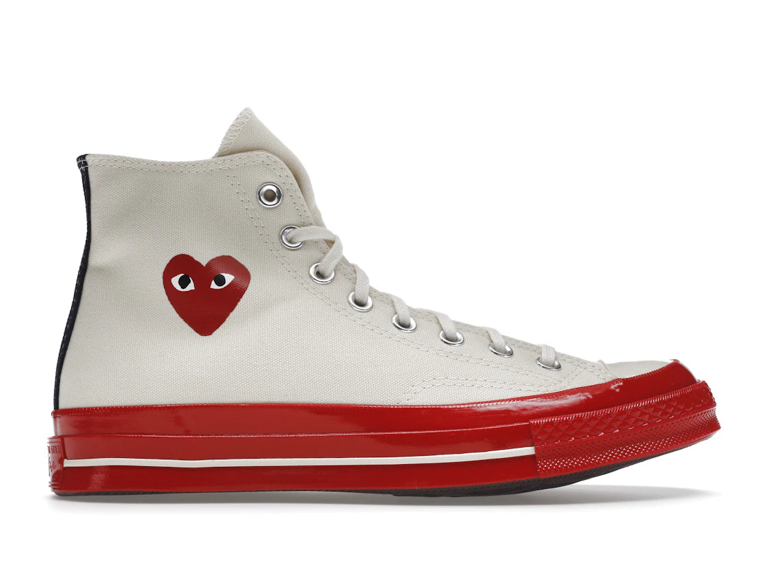 779293 Comme des Garcons PLAY Converse Chuck Taylor All Star 70 Hi Egret Red Midsole