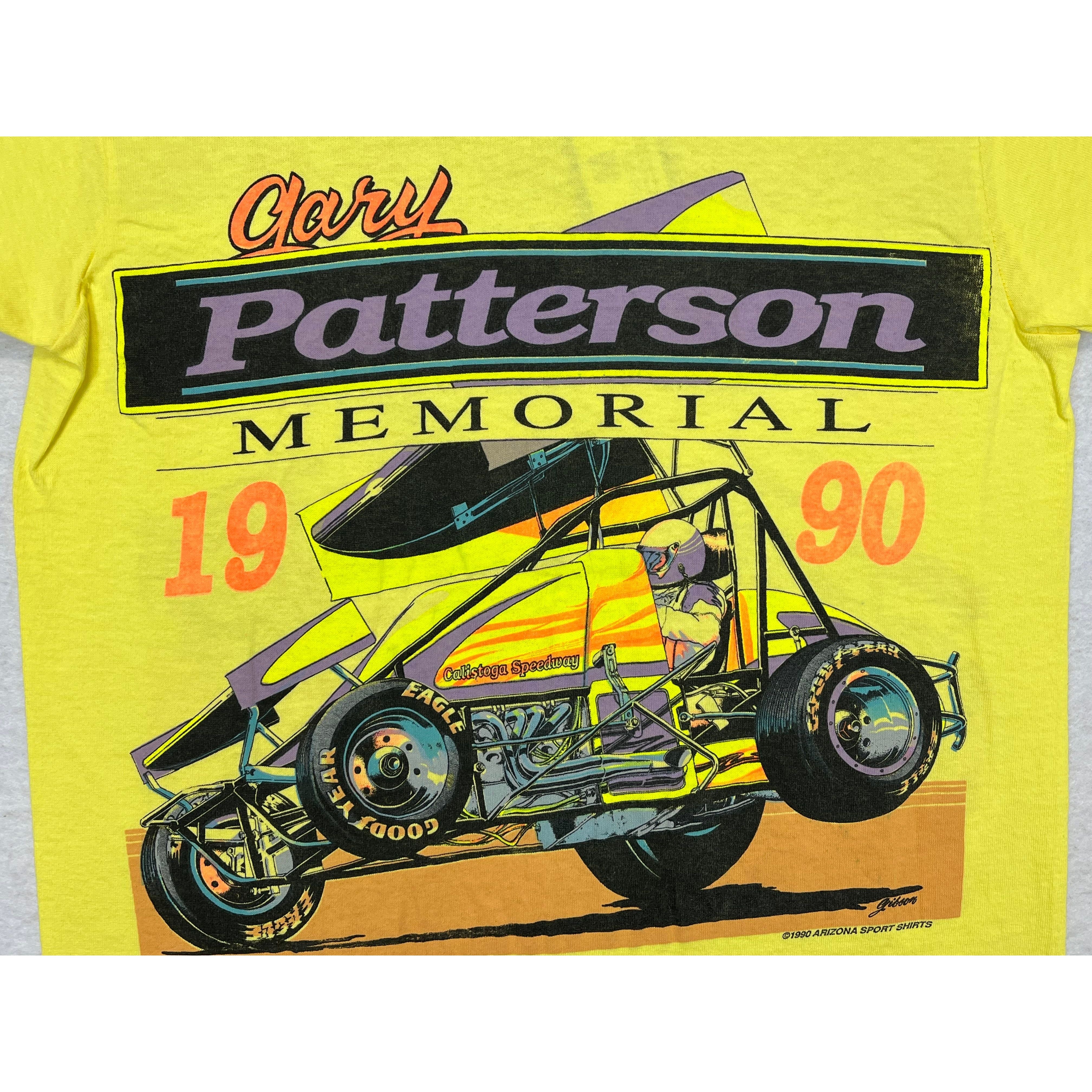 268962 (1990) Gary Patterson Memorial Double Sided Racing Neon T-Shirt m