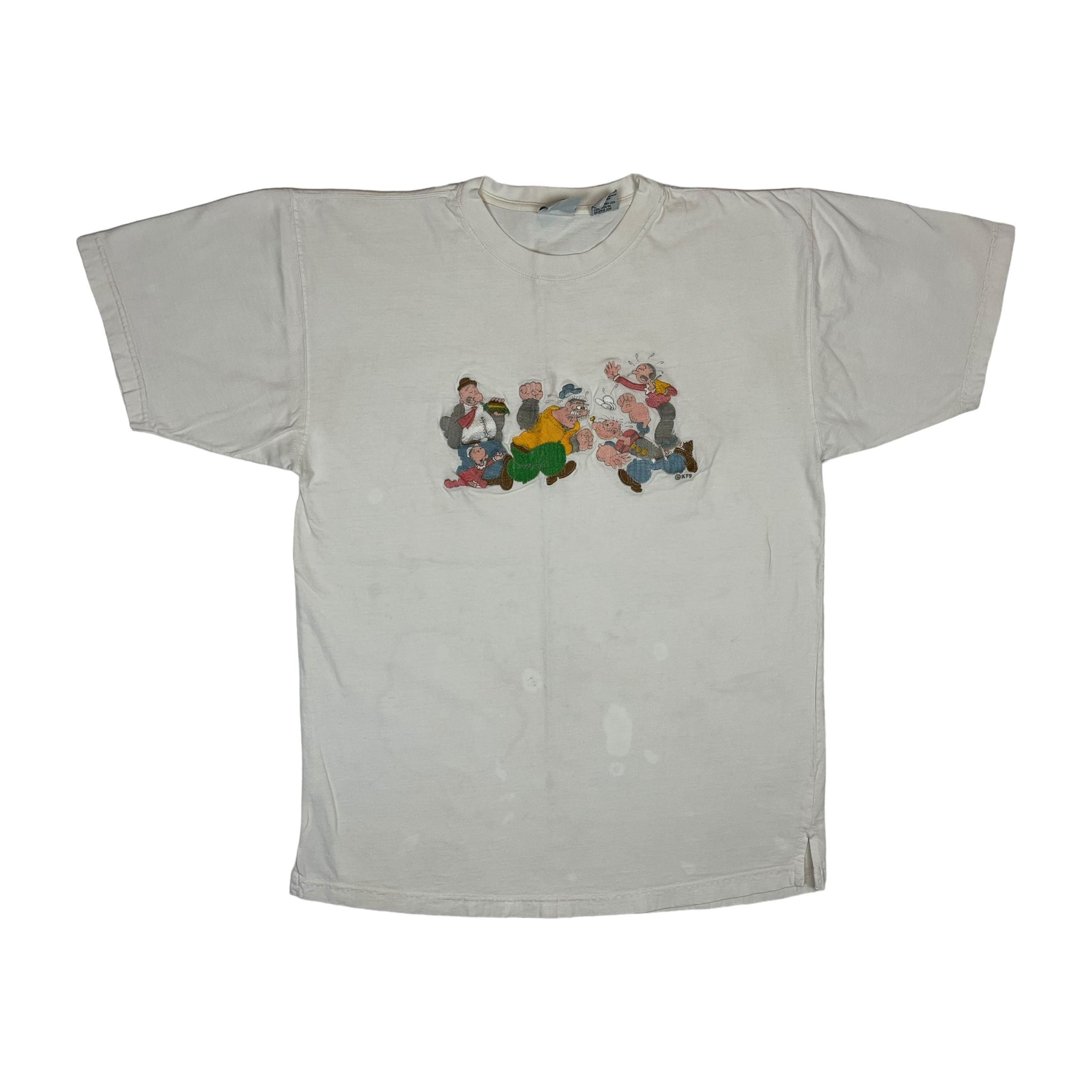 259925 (90s) Popeye Characters Cartoon Embroidered T-Shirt