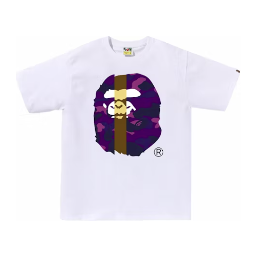 257997 BAPE Color Camo Transform Big Ape Head Tee 'White/Purple'
