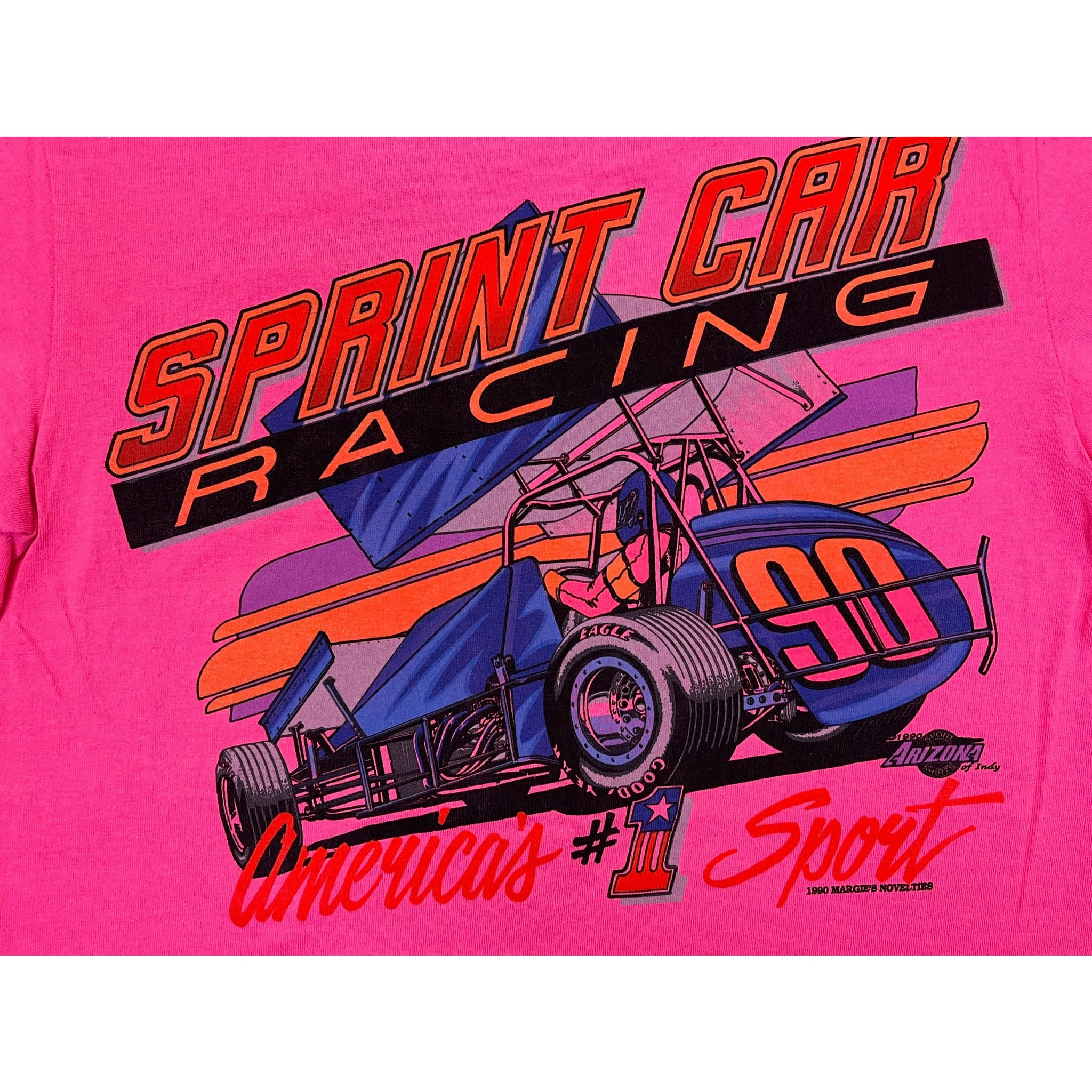269039 (1990) Shit Happens, Sprint Car Racing Double Sided Dark Pink T-Shirt m