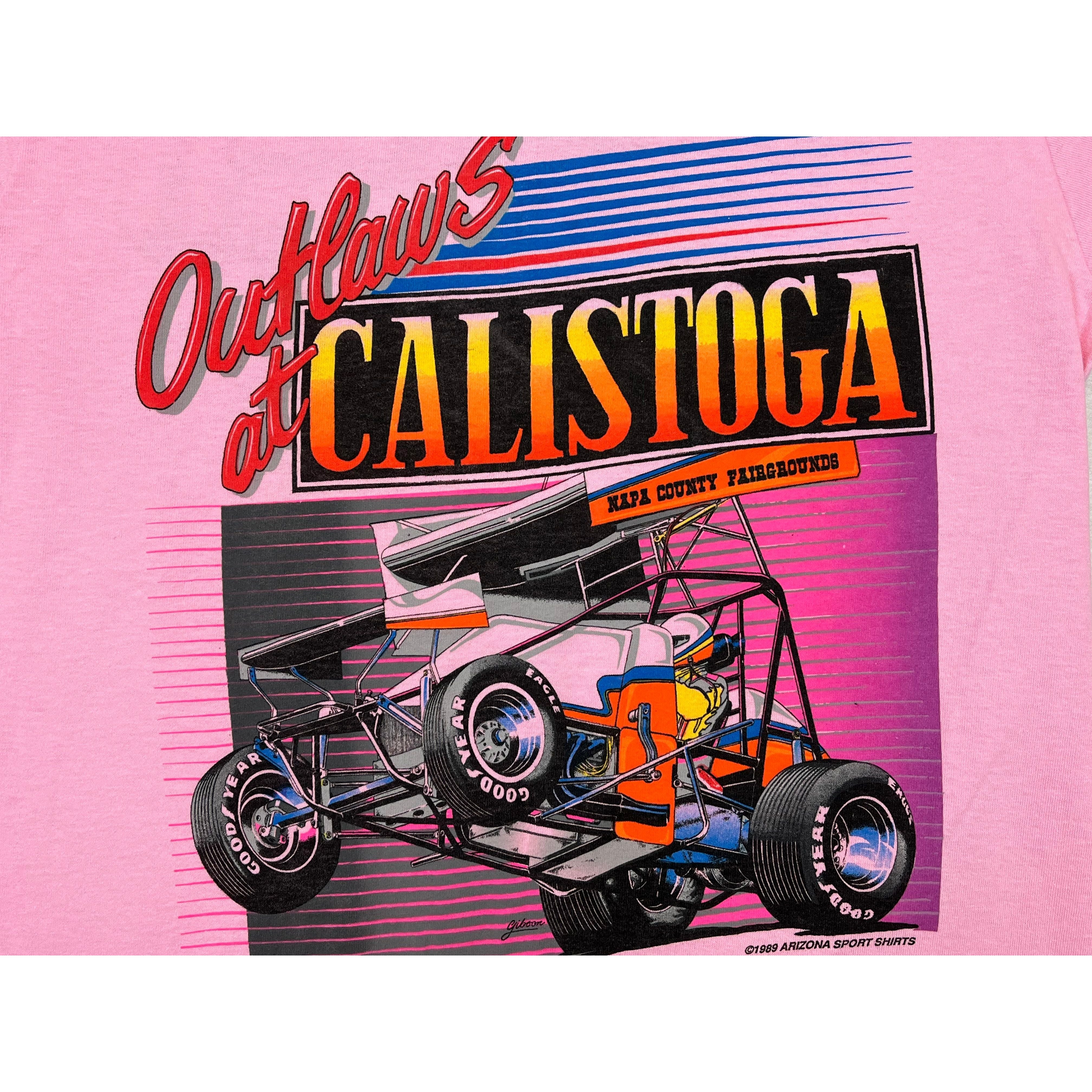 268973 (1989) Outlaws of Calistoga Speedway Napa County Pink T-Shirt