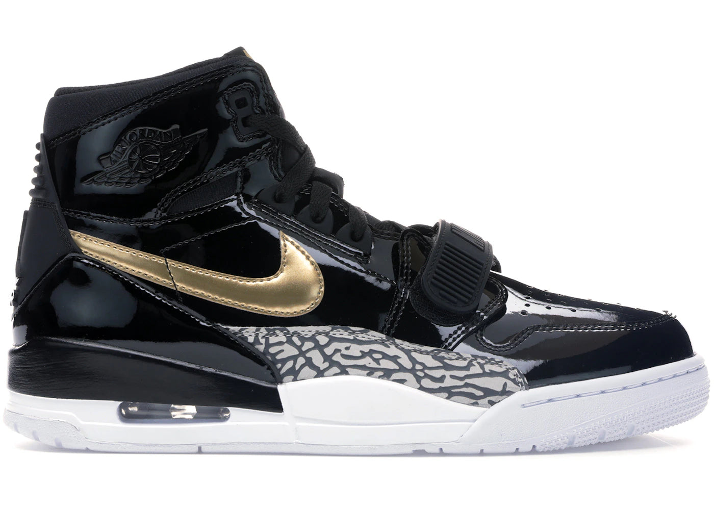 519148 Jordan Legacy 312 Black Gold Patent