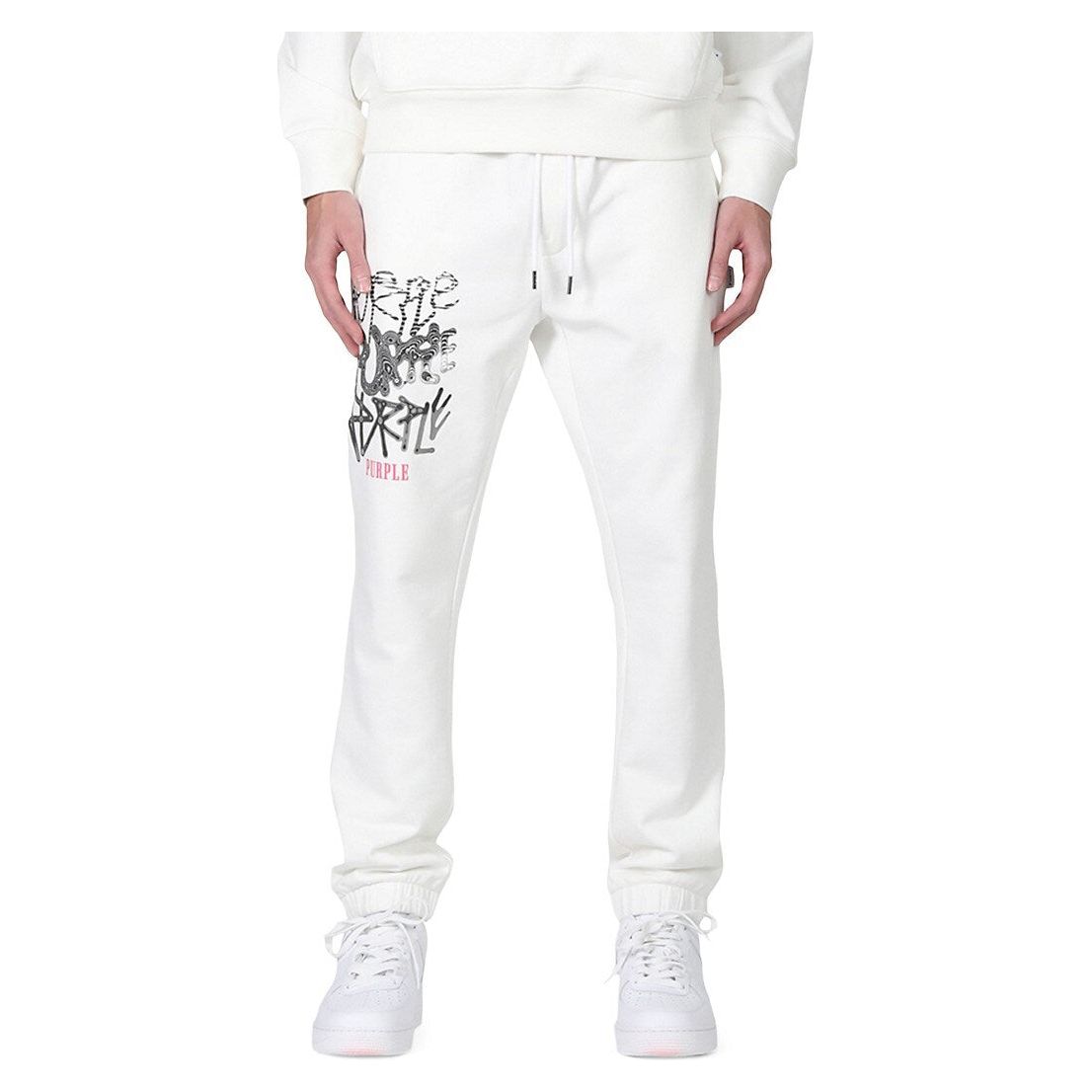 640261 Purple Brand French Terry Sweatpant Distorted - White