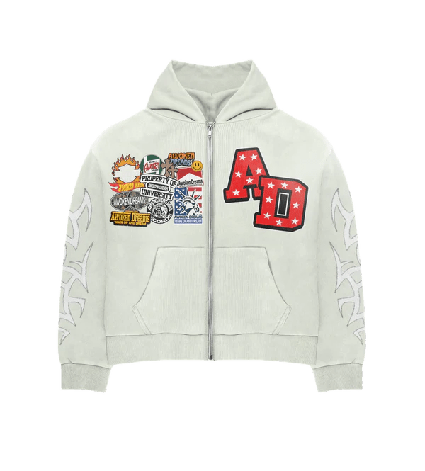 789180 Awoken Dreams Cream Patchwork Hoodie