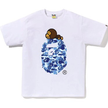 258818 BAPE ABC Camo Milo On Big Ape Tee (FW25) White/Blue