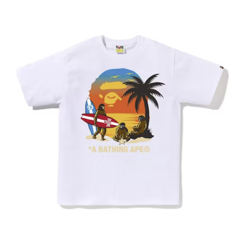 257771 BAPE Sunset Beach Ape Head Tee 'White'