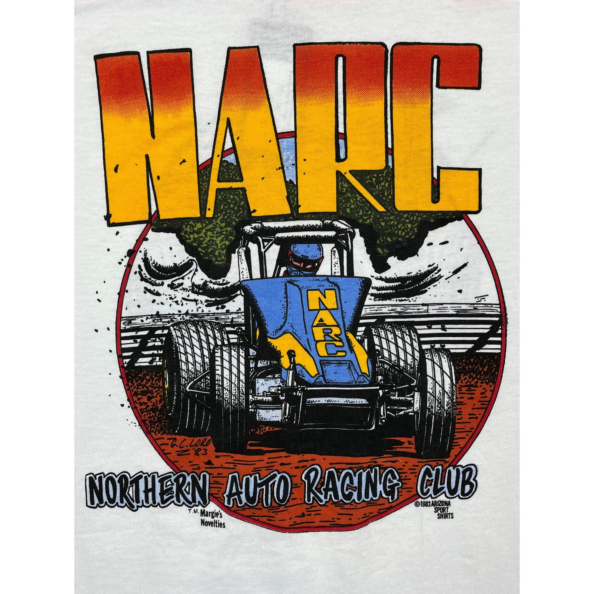 268875 (1983) NARC Northern Auto Racing Club Sprint Pink Ringer T-Shirt m