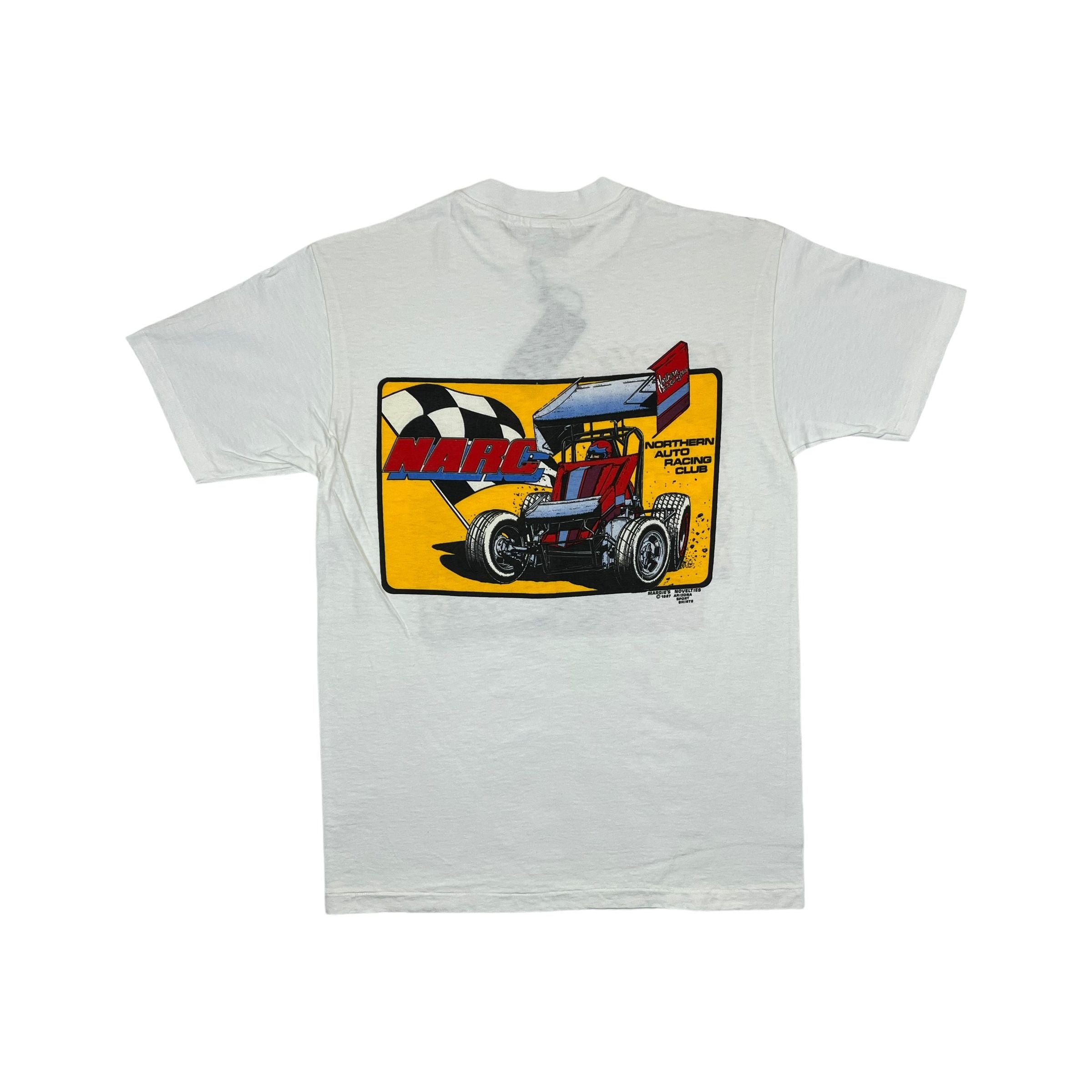 268868 (1987) Dirt In Your Beer While Racing, NARC Sprint Car White T-Shirt
