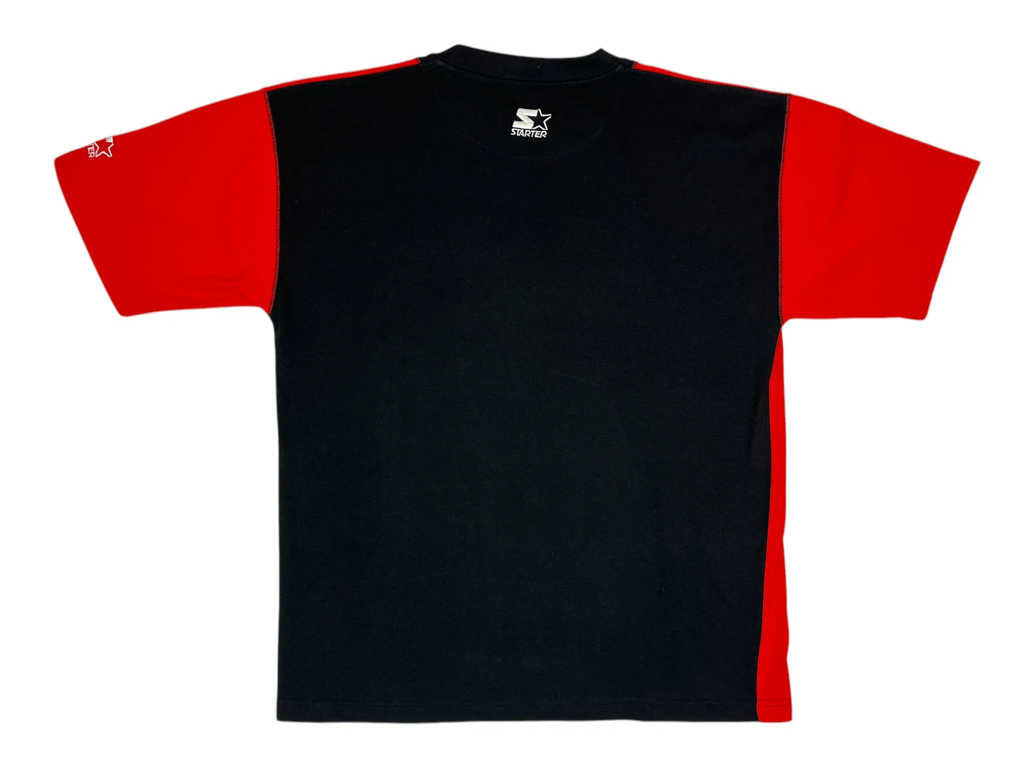 375164 (90s) Chicago Bulls Embroidered Striped Starter T-Shirt