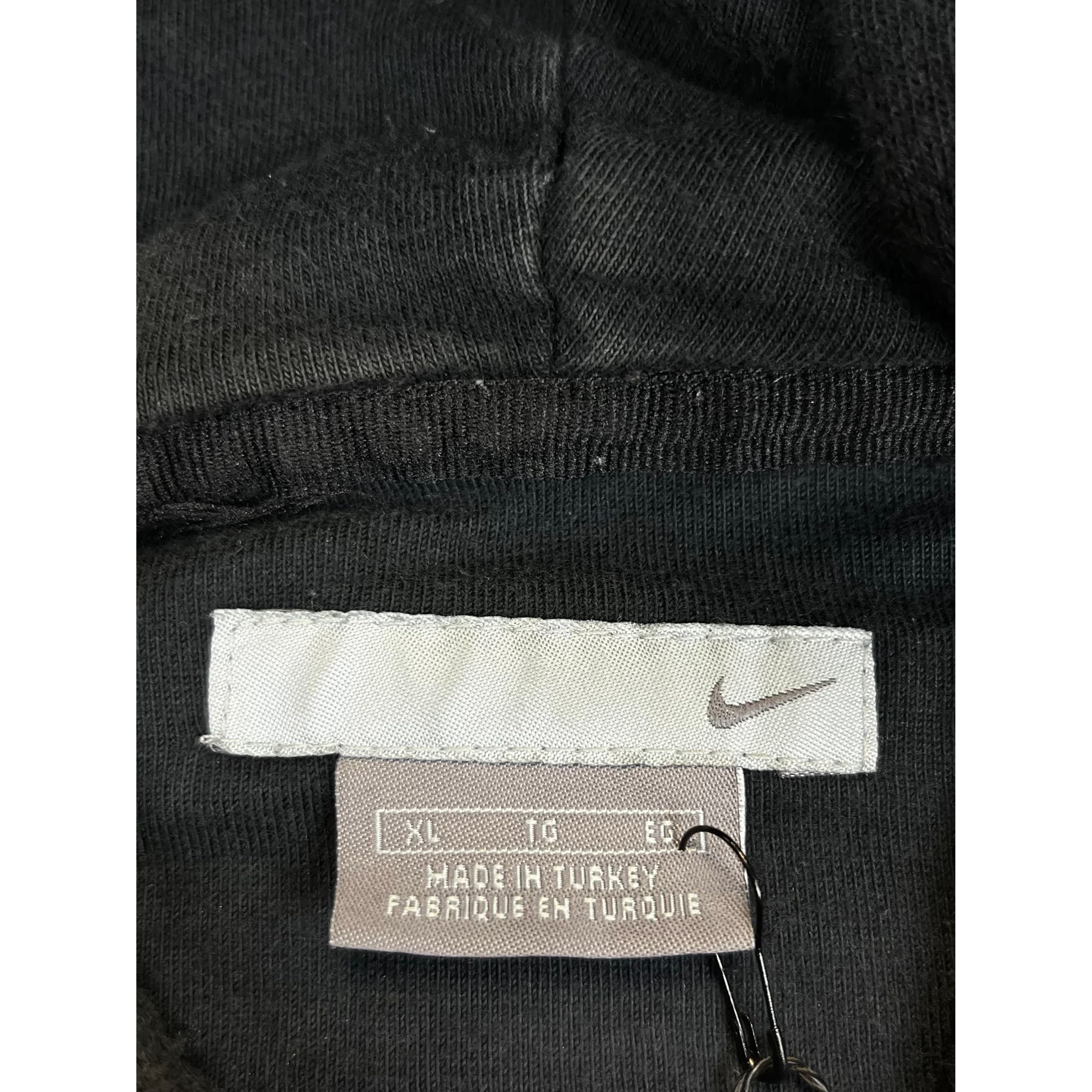 275039 (90s) Nike Grey Swoosh Logo Black Essential Hoodie
