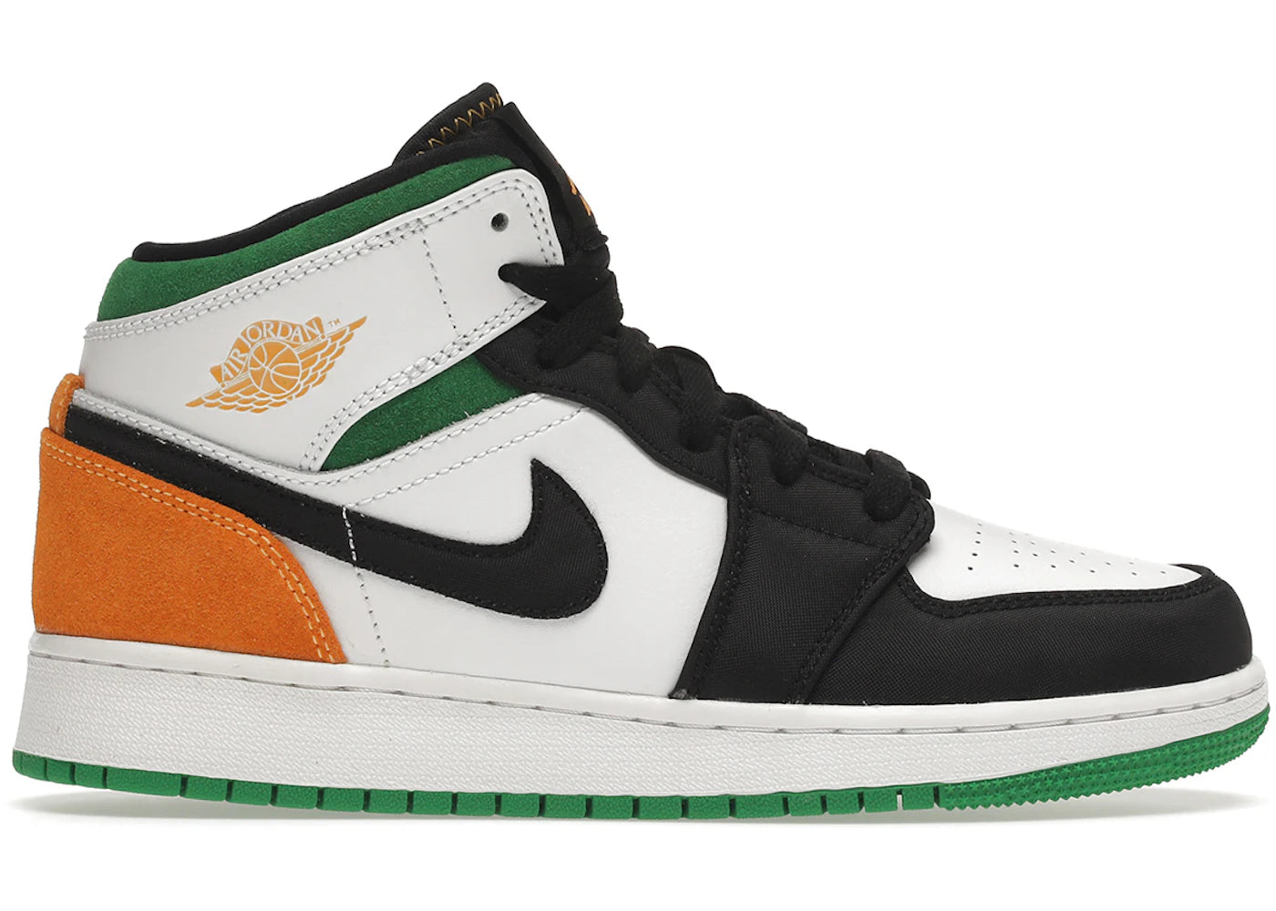 649572 Jordan 1 Mid SE White Laser Orange Lucky Green (GS)