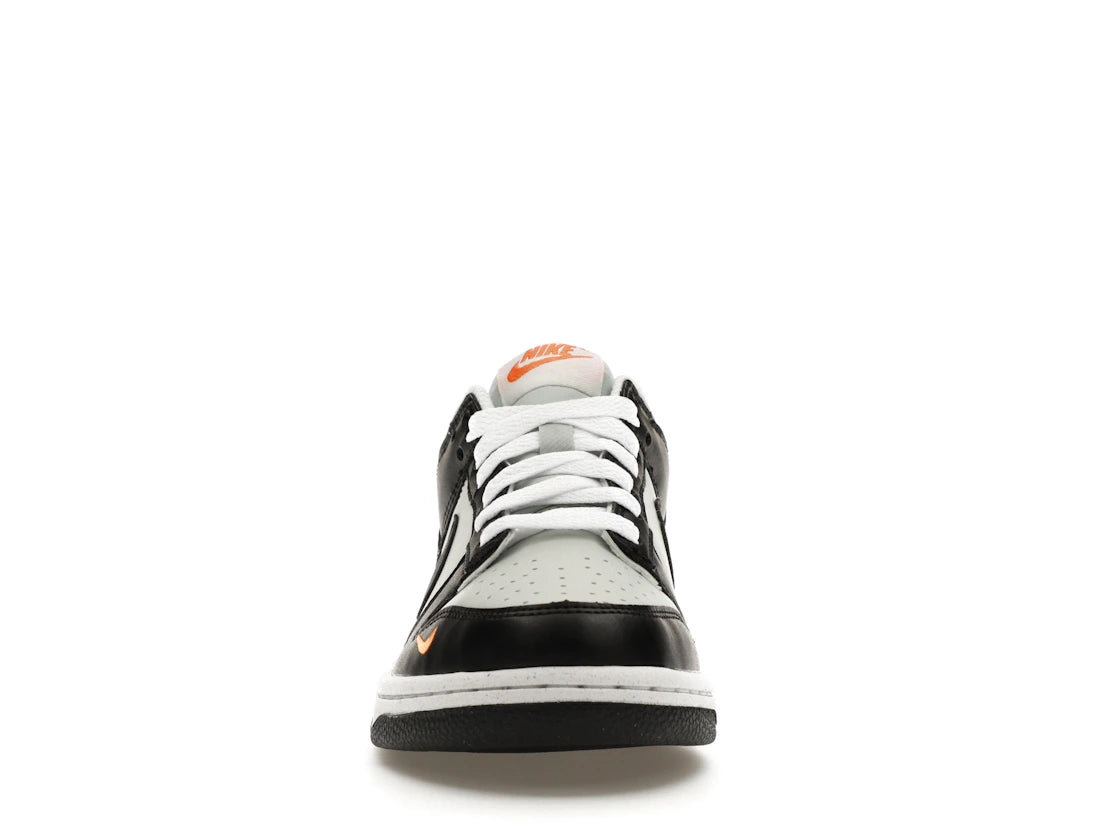 633693 Nike Dunk Low Black Bright Mandarin Mini Swoosh (GS)