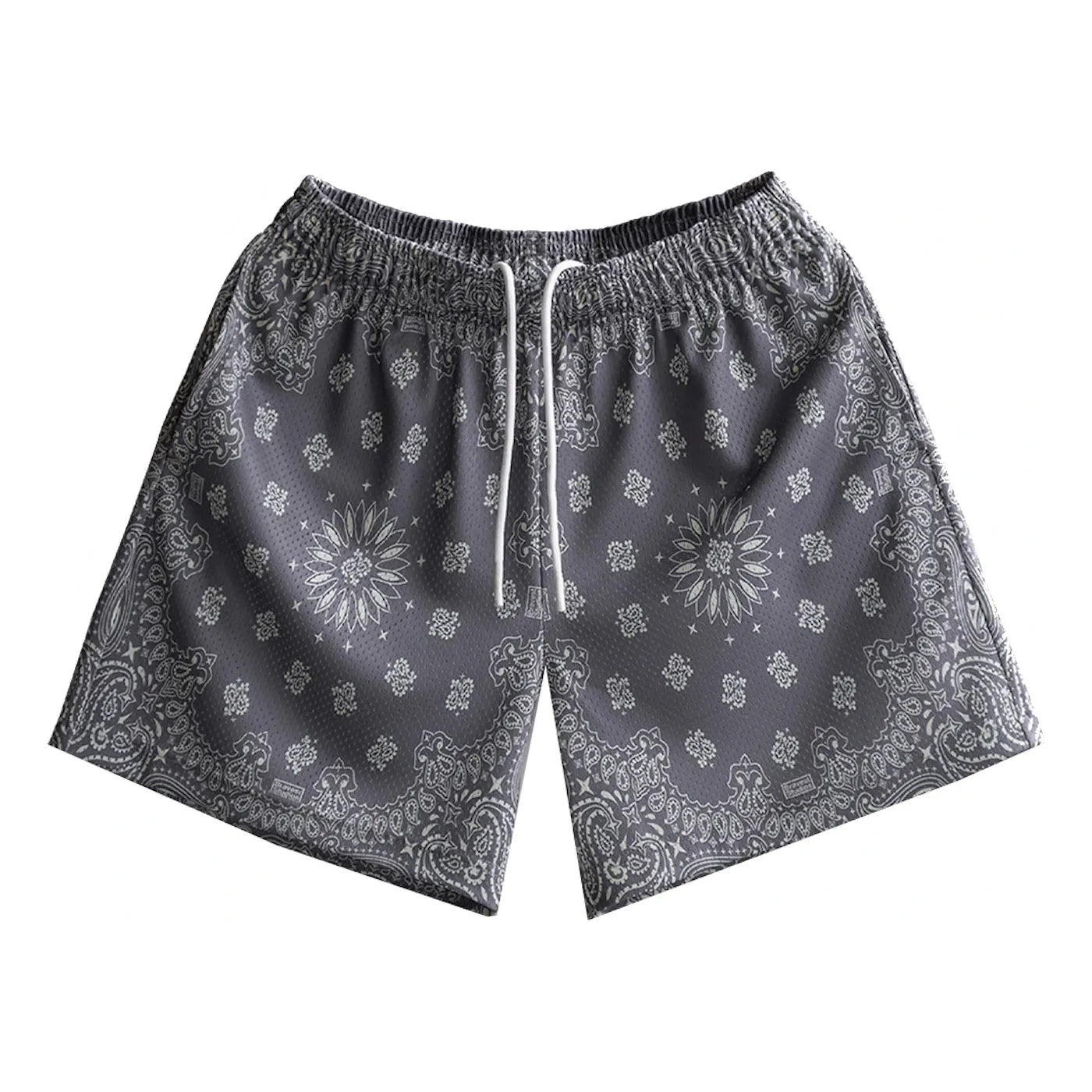 328195 SCREENPRINTED PAISLEY GREY SHORTS