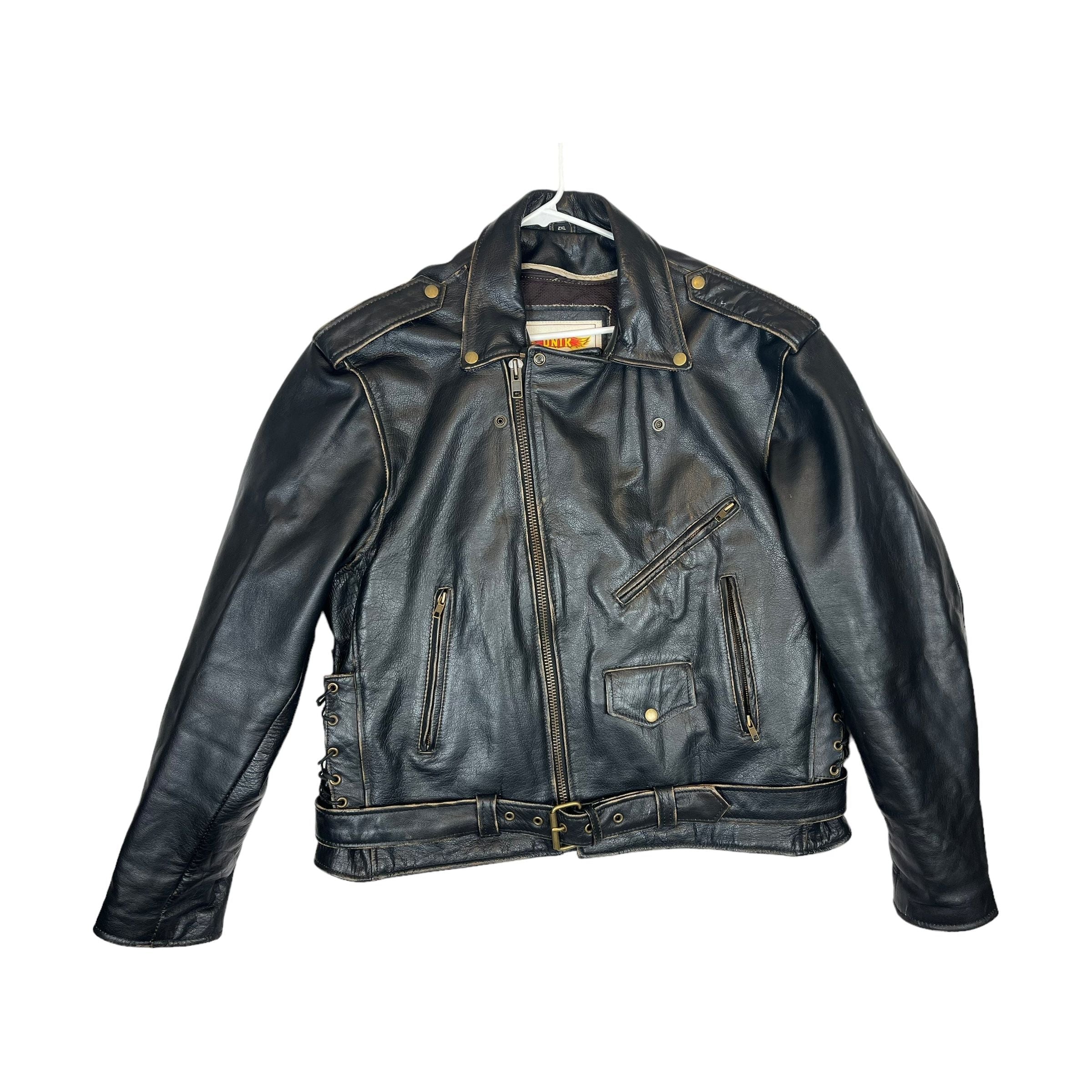 268025 (00s) Unik 'Live to Ride' Motorcycle Biker Leather Jacket
