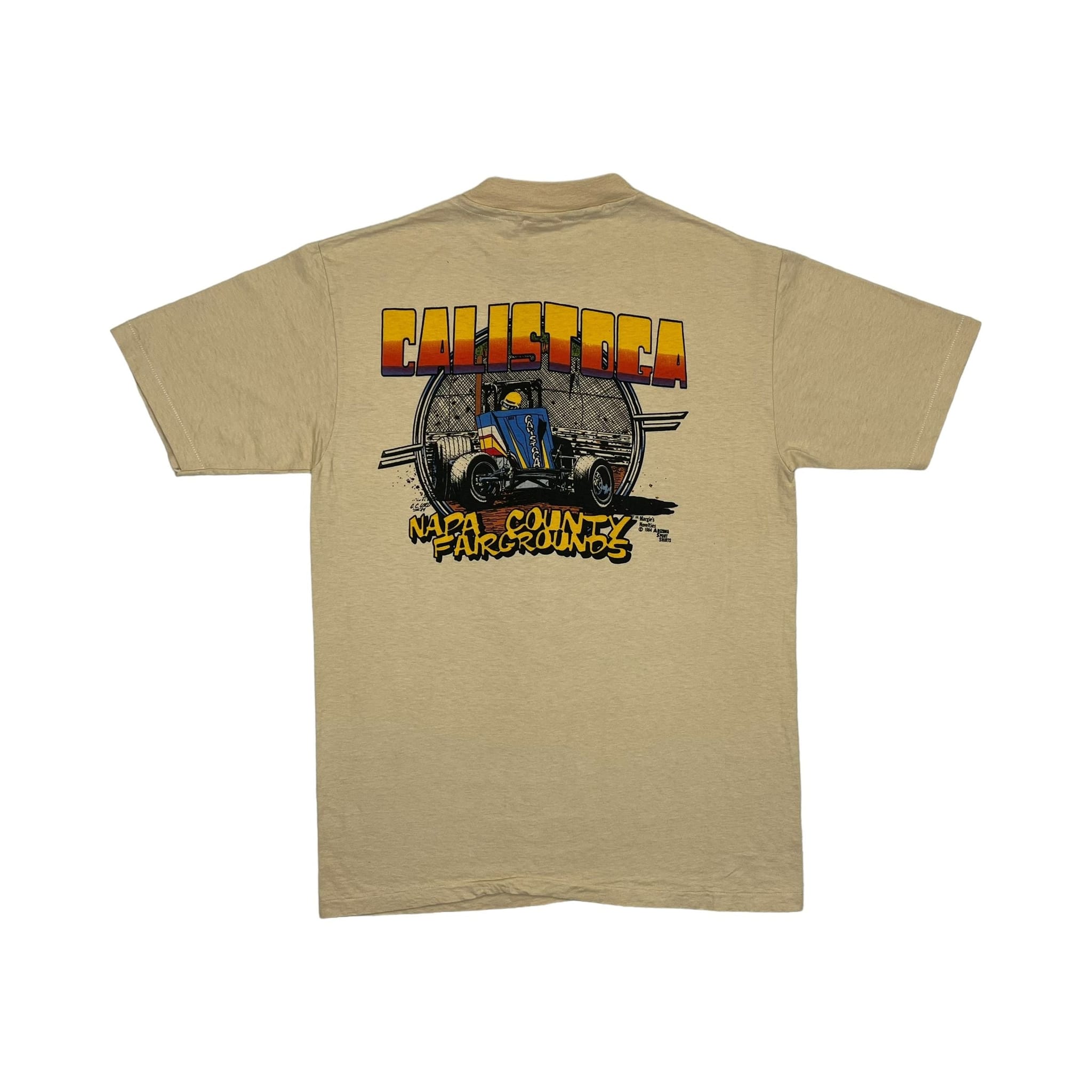 268992 (1984) Flirtin' with Disaster Calistoga Sprint Car Racing Beige T-Shirt