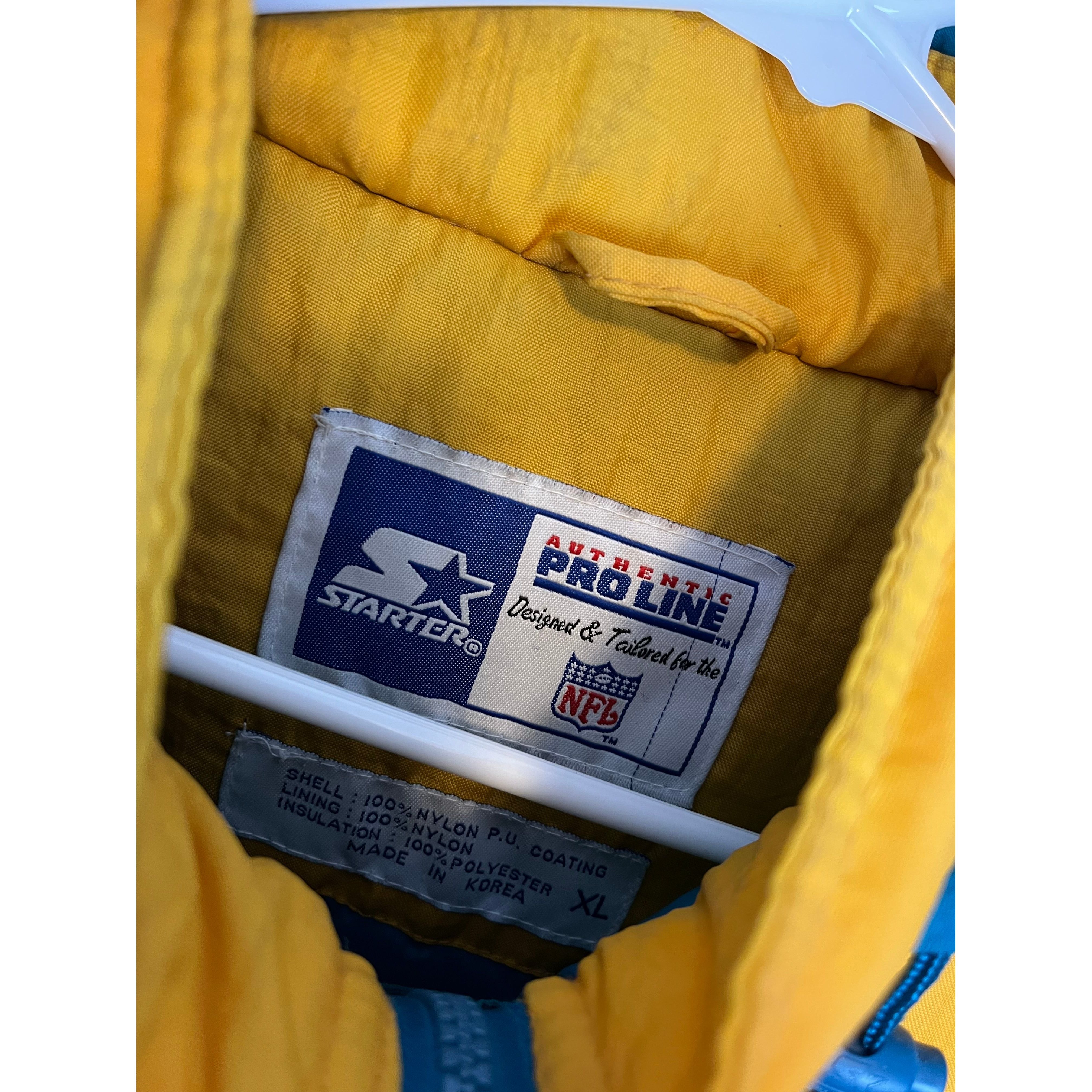 265207 (90s) Jacksonville Jaguars NFL 'Banned Logo' Starter Puffer Jacket