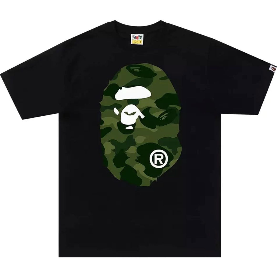 278597 BAPE Color Camo Big Ape Head Tee 'Black/Green'