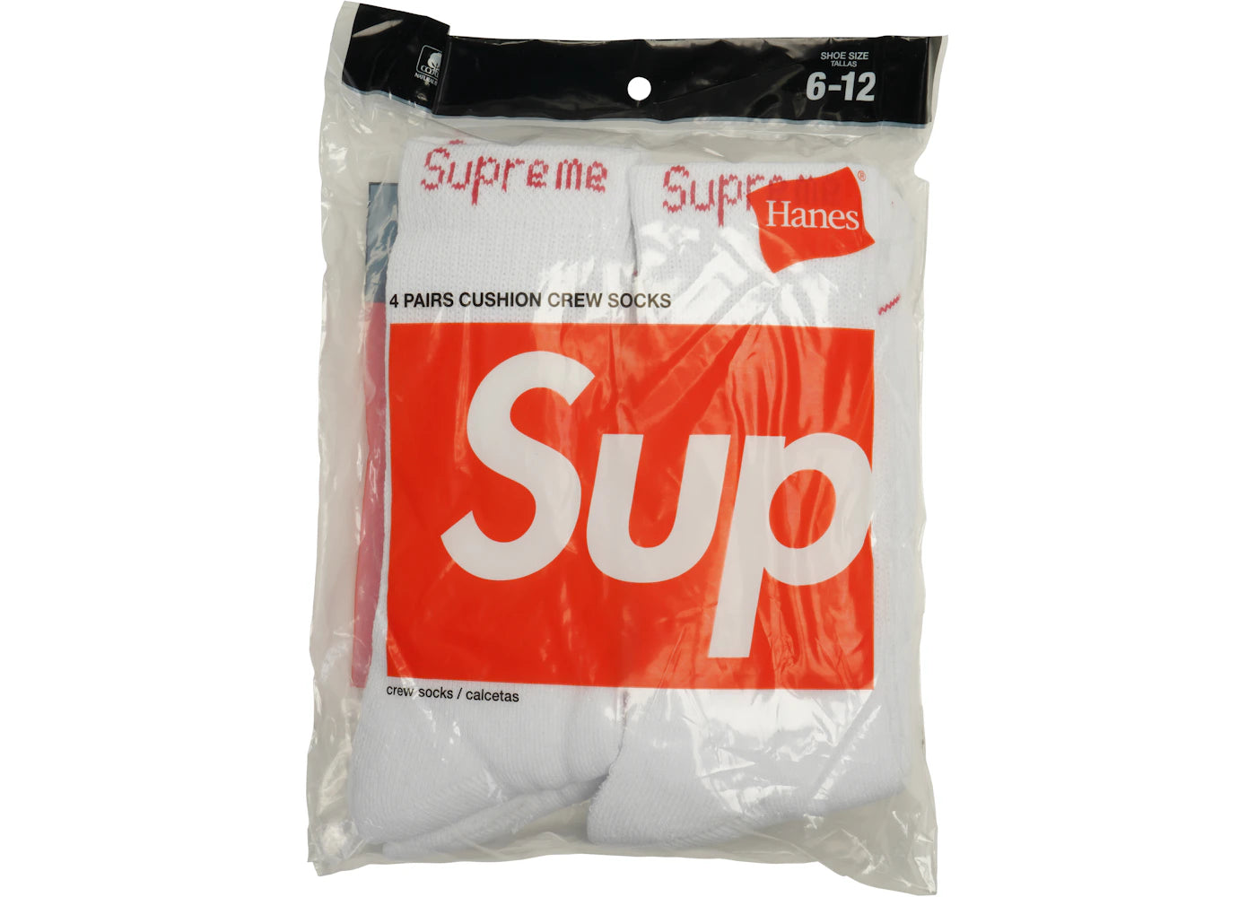 SP13666 Supreme Hanes Crew Socks (4 Pack) White