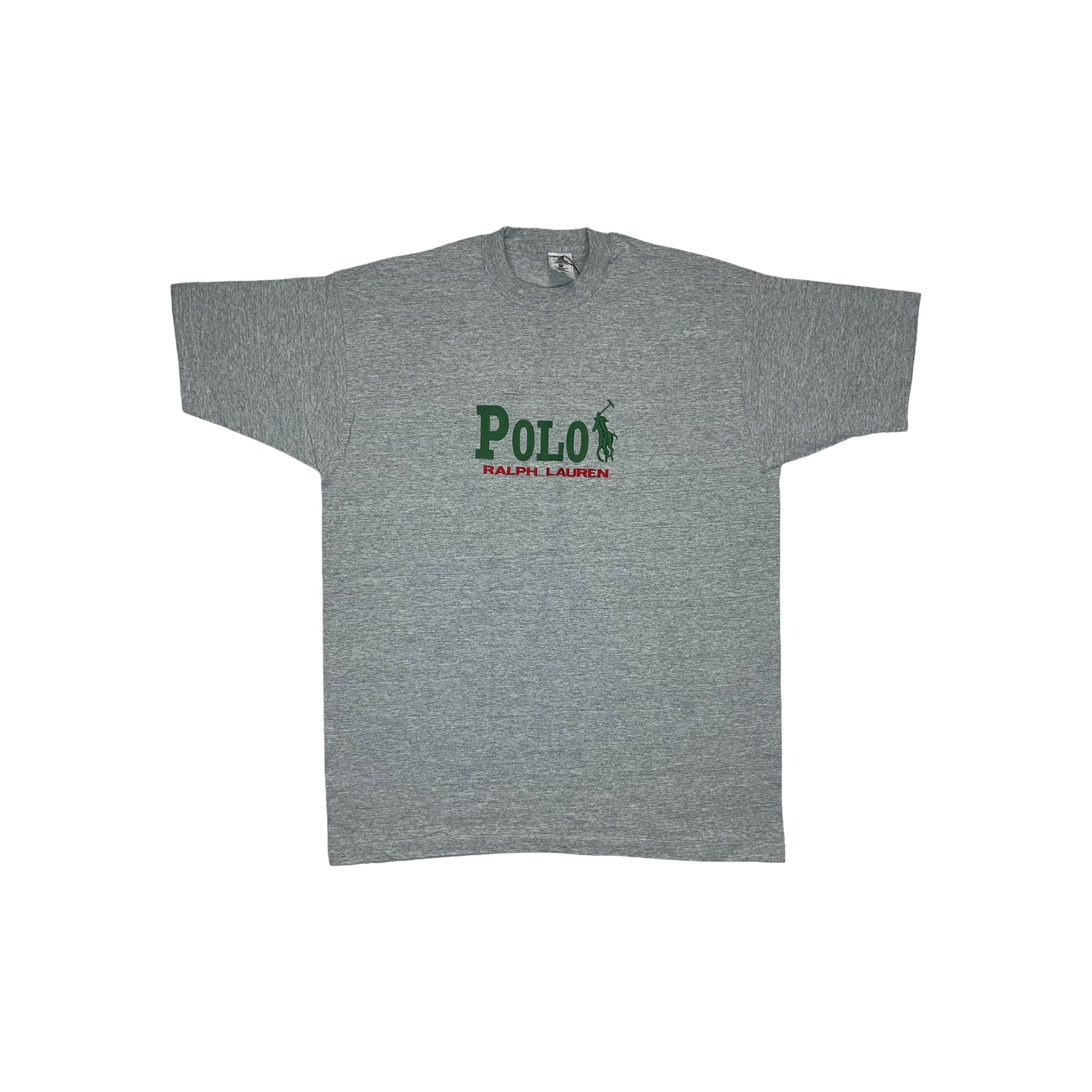 269493 (90s) Polo Ralph Lauren Embroidered Bootleg Gray T-Shirt
