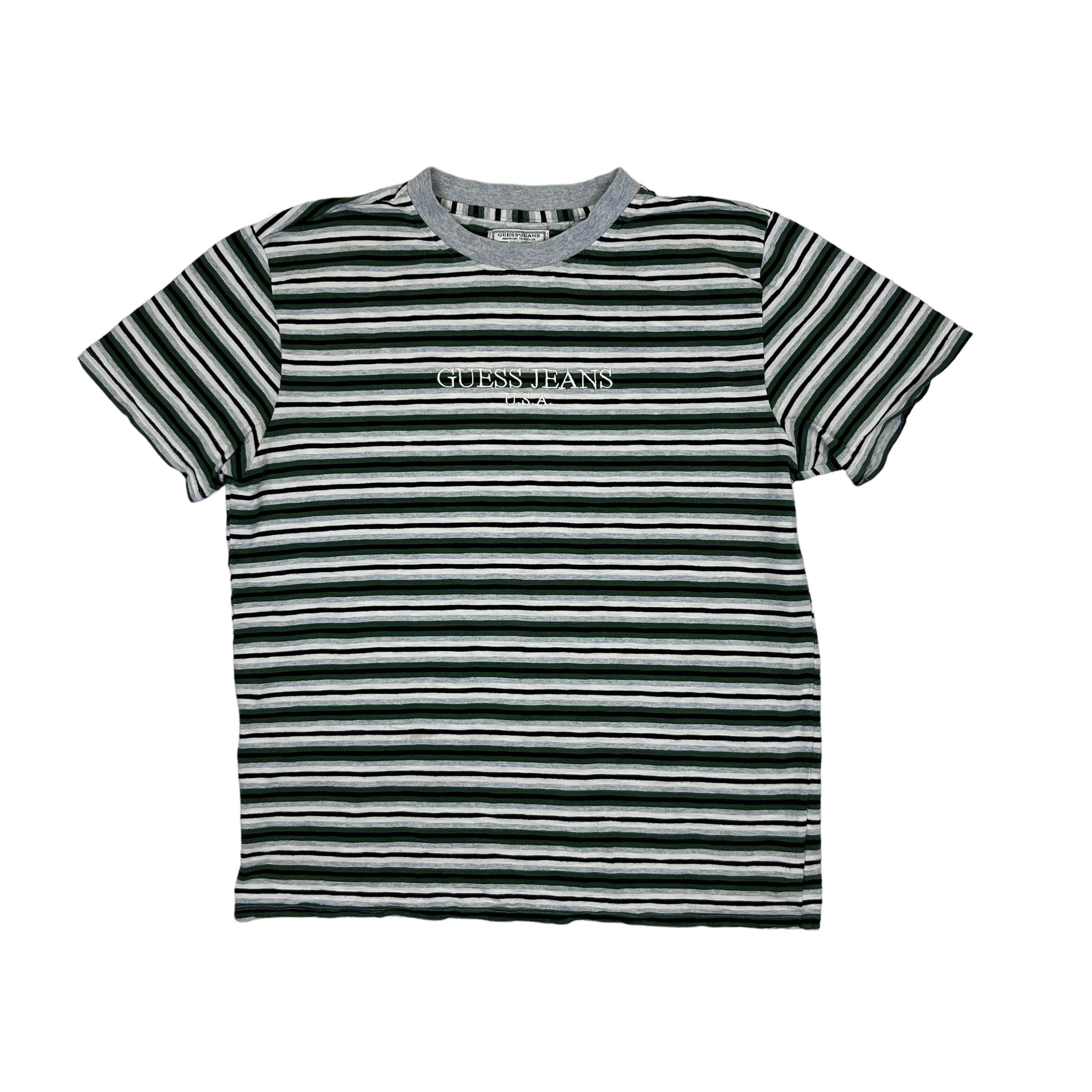 repræsentant september omfattende 00s) Guess Jeans USA Embroidered Green Striped T-Shirt – Soleply