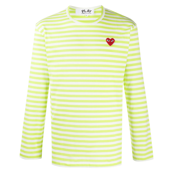 Comme Des Garçons Play striped heart-logo T-shirt 'Green'