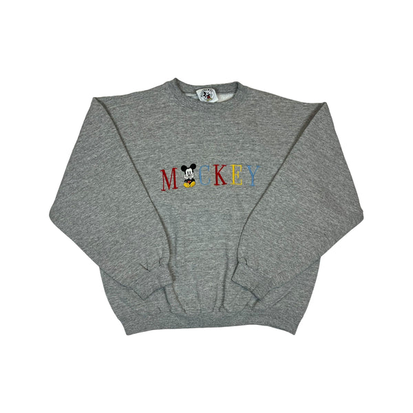 (90s) Mickey Mouse Embroidered Spellout Crewneck