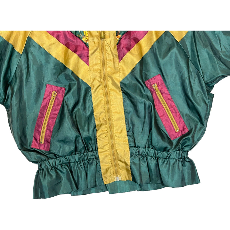 (90s) Versace esque Women's Colorblock Satin Windbreaker