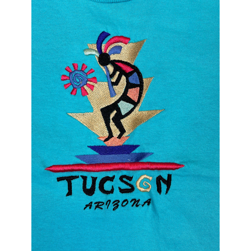 (90s) Tucson Arizona Tribal Embroidered Teal T-Shirt