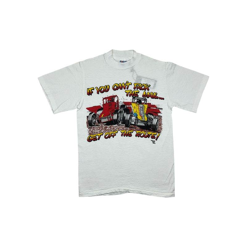 (80s) Sprint Car Dirt Track Mail Racing Pun White T-Shirt s
