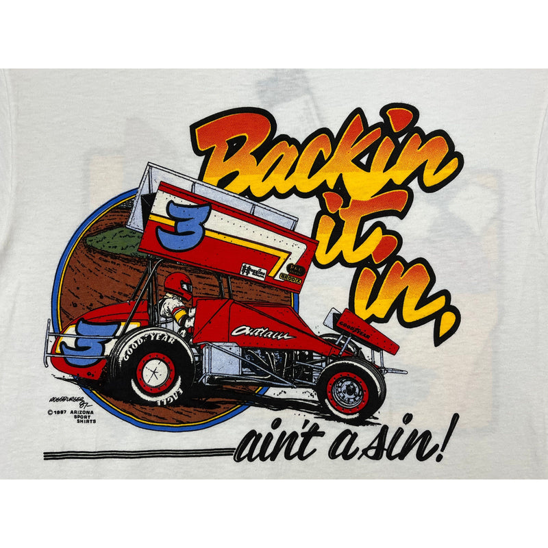 (1987) Backin' It In, Ain't a Sin NARC Racing Club White T-Shirt m