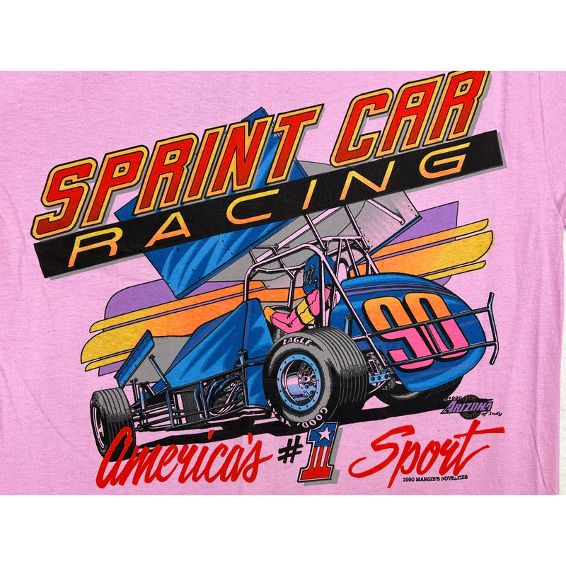 (1990) Hard On It, Sprint Car Racing Double Sided Purple T-Shirt L