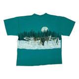 (1991) Wolf Pack Snowy Forest Wrap Around T-Shirt