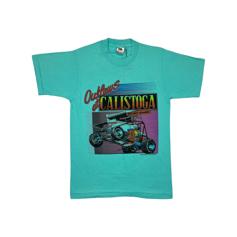 (1989) Outlaws of Calistoga Speedway Napa County Sea Green T-Shirt