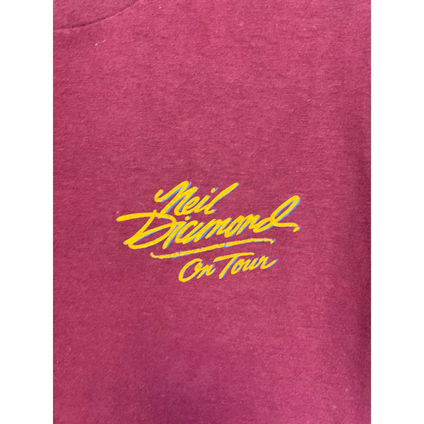 (80s) Neil Diamond On Tour Concert Maroon T-Shirt