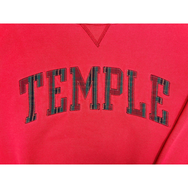(90s) Temple University Plaid Spellout College Crewneck