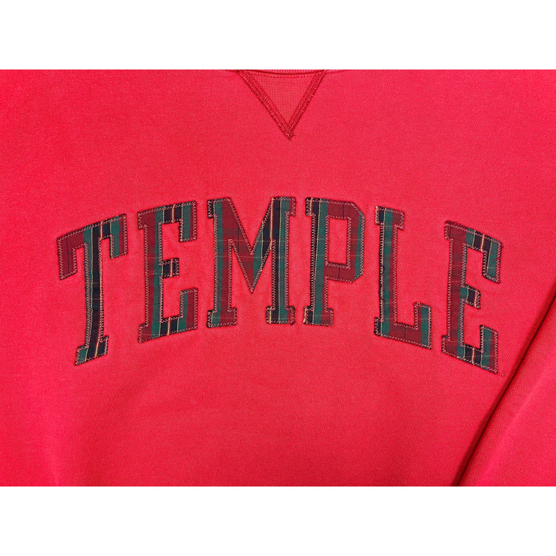 (90s) Temple University Plaid Spellout College Crewneck