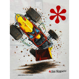 (1990) Shit Happens, Sprint Car Racing Double Sided White T-Shirt