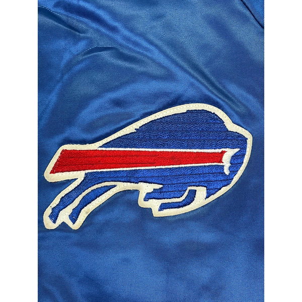 (90s) Buffalo Bills NFL Satin Chalk Line Bomber Jacket