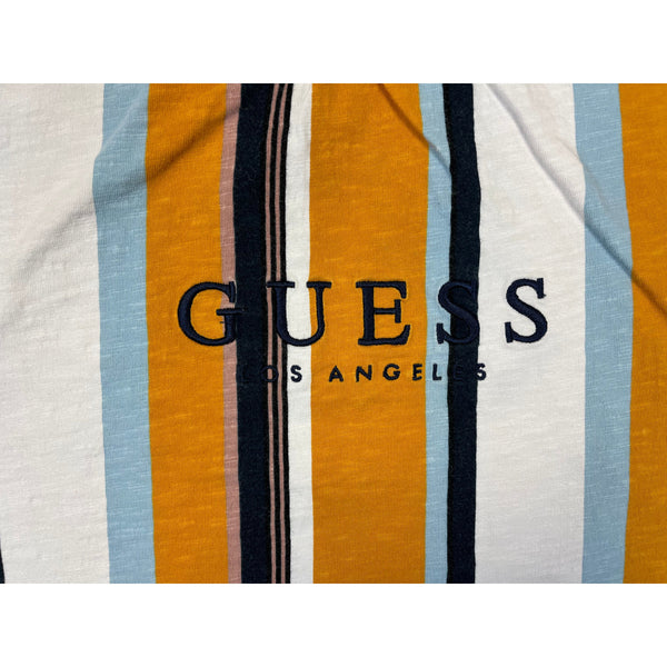 (00s) Guess Embroidered Navy Vertical Striped T-Shirt