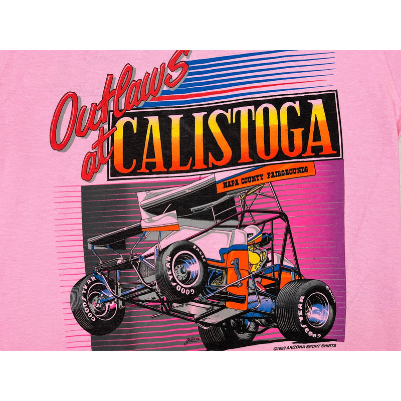 (1989) Outlaws of Calistoga Speedway Napa County Pink T-Shirt