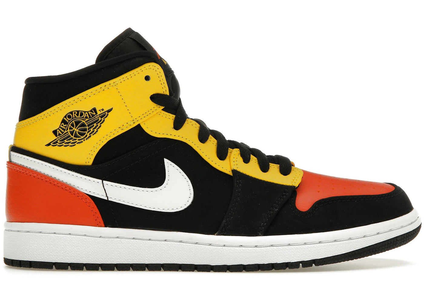 711457 Jordan 1 Mid Black Amarillo Orange