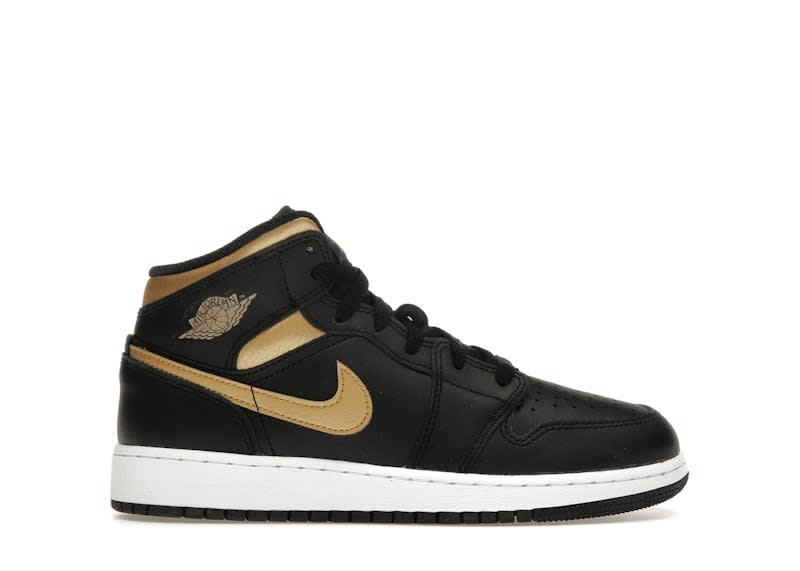 SP1969 Jordan 1 Mid Black Metallic Gold Swoosh (GS)